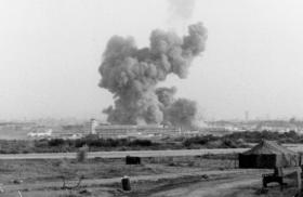 Photo showing 1983 terrorist attack at U.S. Marine barracks in Beirut, Lebanon.