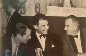 Ardeshir Zahedi, then Iran's ambassador to the United States, with Robert F. Kennedy and Lyndon B. Johnson in Washington, DC.